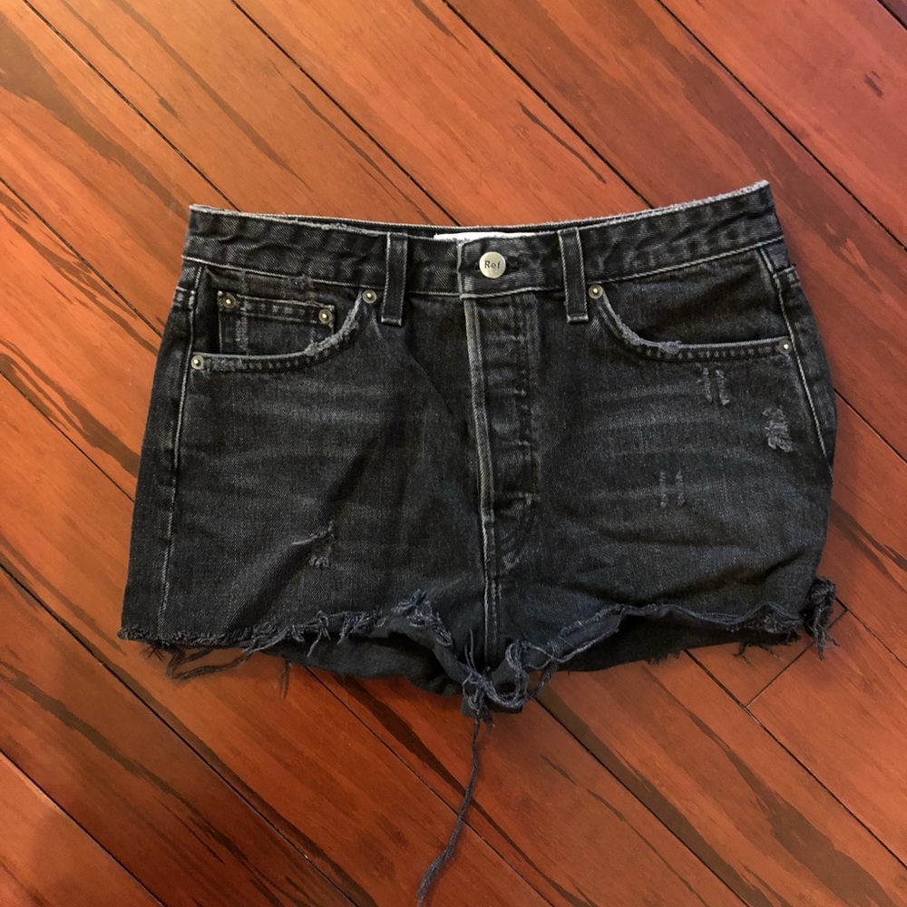 Reformation Black denim cutoffs